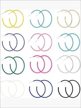 12 Pairs Sterling Silver Hoop Earrings, Hypoallergenic Dainty Jewelry Set